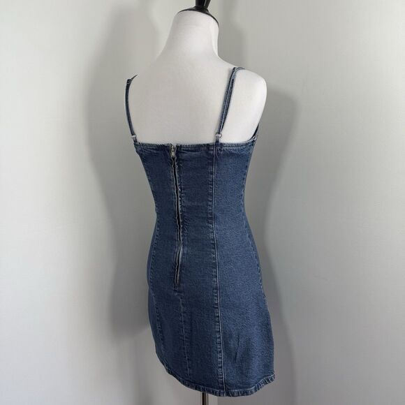 Gap Denim Mini Dress Western Womens Blue Jean Spaghetti Strap Y2K - Picture 4 of 12
